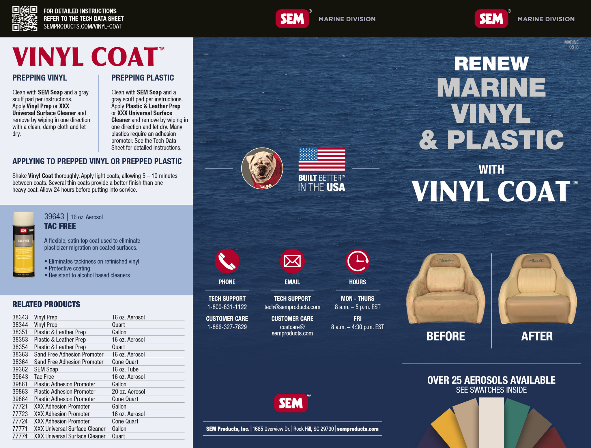 Sem marine sales vinyl coat spray